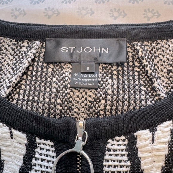 St. John Nisi Jacquard Black and White Zip Up Size Small Cardigan Jacket - Picture 7 of 9